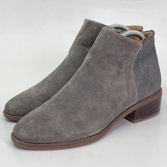 Comfortiva Carrie Ankle Booties Women Size 7W Steel Grey Suede Side‎ Zip (E10) - Picture 1 of 11